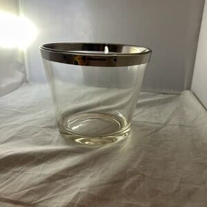MCM Dorothy Thorpe Style Silver Rim Glass Ice Bucket